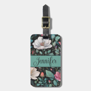 Étiquette À Bagage Rose blanche élégante personnalisée