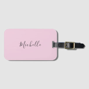 Étiquette À Bagage Rose Clair Professionnel Écriture Manuscrite Uniqu