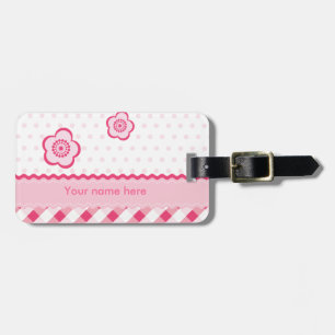 Étiquette À Bagage Rose de polka