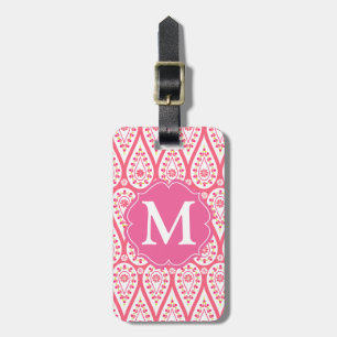 Étiquette À Bagage Rose élégant moderne Paisley de damassé