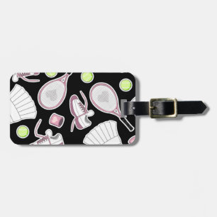 Étiquette À Bagage Rose et noir de motif d'amour de tennis