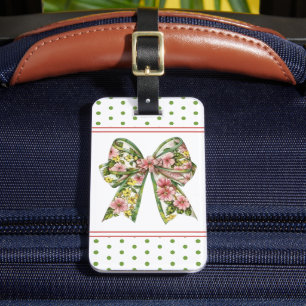Étiquette À Bagage Rose et vert Préparé Ruban Floral Personnalisé