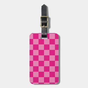 Étiquette À Bagage Rose géométrique à carreaux