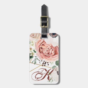 Étiquette À Bagage Rose géométrique personnalisé de jardin