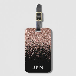 Étiquette À Bagage Rose Gold Blush Pink Black Parties scintillant Mon