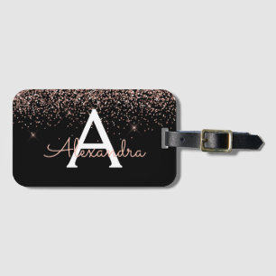 Étiquette À Bagage Rose Gold Blush Pink Black Parties scintillant Mon