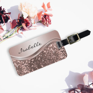 Étiquette À Bagage Rose Gold Faux Parties scintillant Bling Métal per