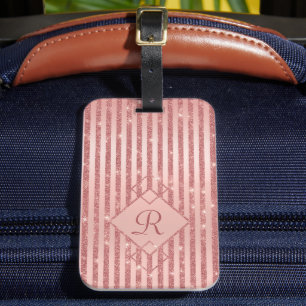 Étiquette À Bagage Rose Gold Glam Parties scintillant Monogram Girly