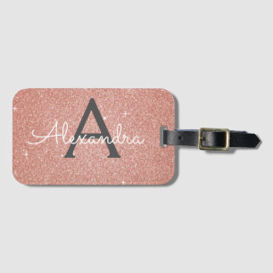 Étiquette À Bagage Rose Gold Pink Sparkle Parties scintillant Nom du 