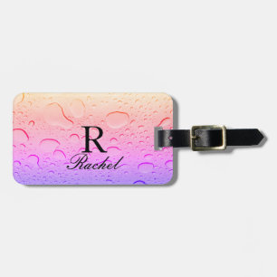 Étiquette À Bagage Rose Gold Pink Water Drops Ombre Custom Abstrait