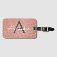 Rose Gold Rose Pailletée Monogramme Nom