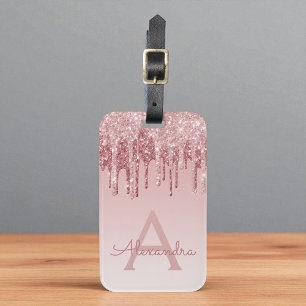 Étiquette À Bagage Rose Gold Sparkle Parties scintillant Nom du monog