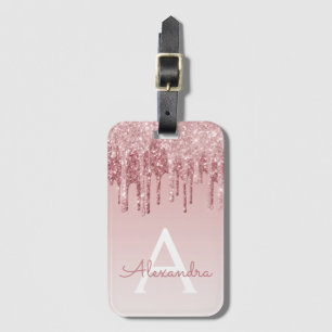 Étiquette À Bagage Rose Gold Sparkle Parties scintillant Nom du monog