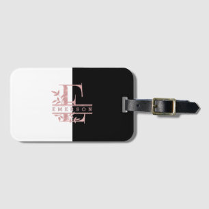 Étiquette À Bagage Rose Gold Split Monogramme personnalisé E F G H I 