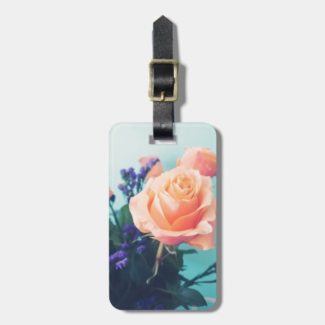 Étiquette À Bagage rose jaune rose avec arrière - plan menthe (Devant Vertical)