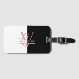Étiquette À Bagage Rose moderne Gold Split Monogramme personnalisé V