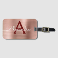 Rose Rose Gold Burgundy Métallc Monogram