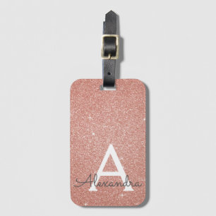 Étiquette À Bagage Rose Rose Gold Sparkhe Parties scintillant Nom du 