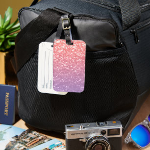 Étiquette À Bagage Rose rose violet lavande faux pétille parties scin