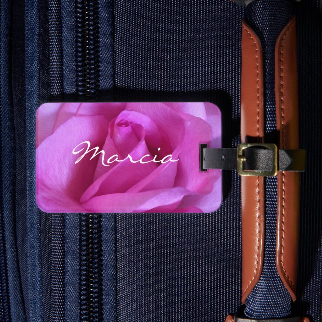 Étiquette À Bagage Rose violet chaud nom personnalisé photo (Insitu Rectoal 4)