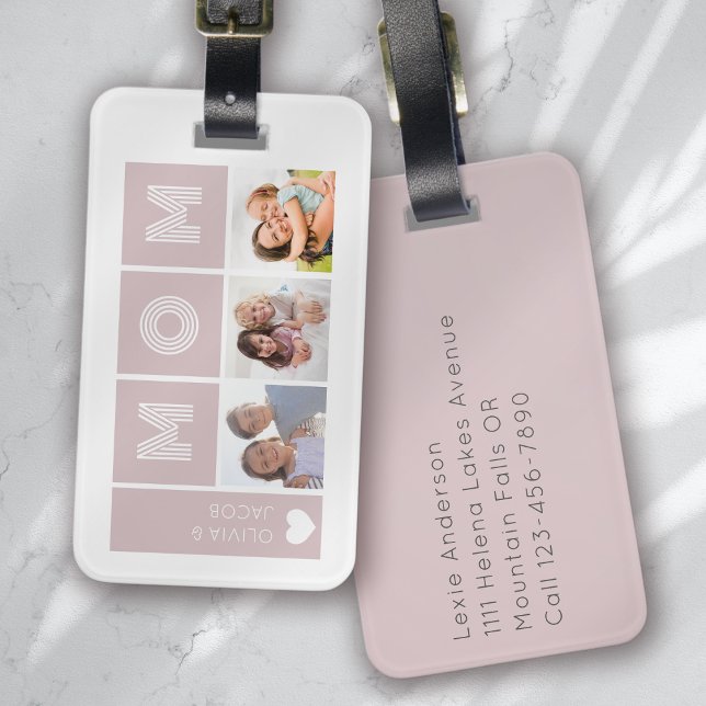 Étiquette À Bagage Rose Vive Nous Vous Aimons Maman Photos (Créateur téléchargé)