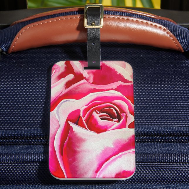 Étiquette À Bagage Roses roses rose aquarelle art (Insitu Rectoal 2)