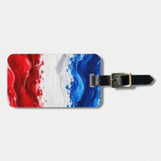 Étiquette À Bagage Rouge Blanc et Bleu patriotique Double Face