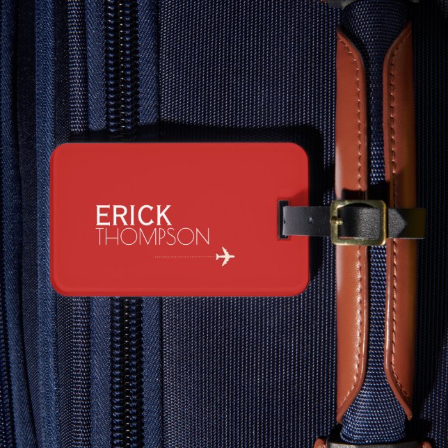 Étiquette À Bagage Rouge élégant personnalisé (Insitu Rectoal 4)