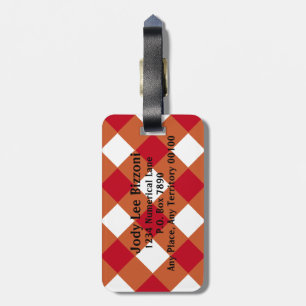 Étiquette À Bagage Rouge foncé brûlé orange et Blanc-Vérifié