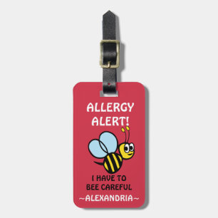 Étiquette À Bagage Rouge personnalisé par bourdon d'alerte d'allergie