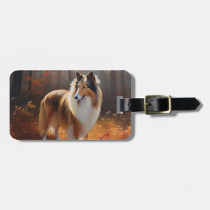 Étiquette À Bagage Rough Collie dans l'automne Leaves automne Inspire