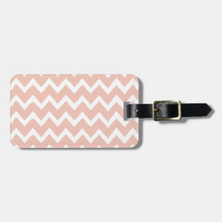 Étiquette À Bagage Rougissent motif rose de Chevron et de blanc