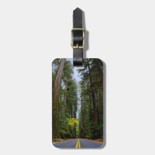 Étiquette À Bagage Route directe à travers la forêt de séquoias