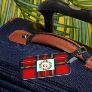 Étiquette À Bagage Royal Stewart Christmas MONOGRAS Plaid Wreath