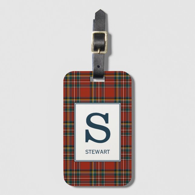 Étiquette À Bagage Royal Stewart Tartan Monogrammed (Devant Vertical)