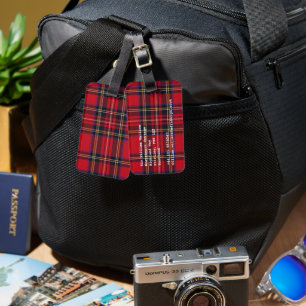 Étiquette À Bagage Royal Stewart tartan rouge noir plaid
