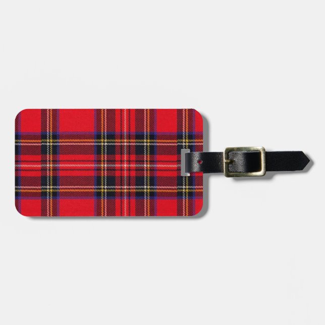Étiquette À Bagage Royal Stewart tartan rouge noir plaid (Devant horizontal)