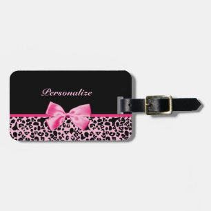 Étiquette À Bagage Ruban rose et noir à la mode de roses indien de