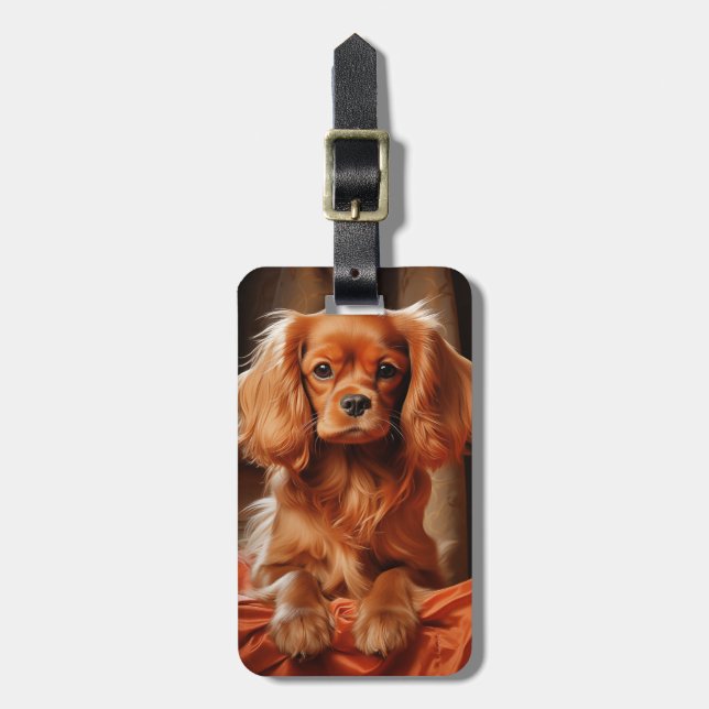 Étiquette À Bagage Ruby Cavalier King Charles Spaniel (Devant Vertical)