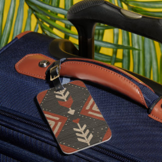 Étiquette À Bagage Rustic Boho Luggage Tag Terracotta Print