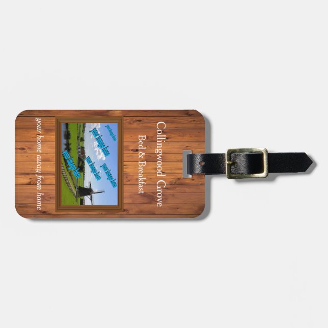 Étiquette À Bagage Rustic Chambres d'hôtes 🌿 Promotionnels (Devant horizontal)