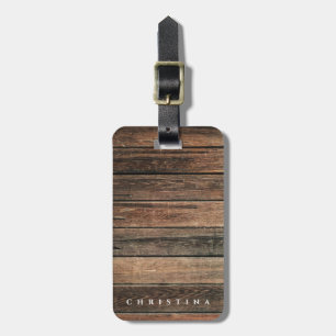 Étiquette À Bagage Rustic Wood Country Personnalisé Personnalisé