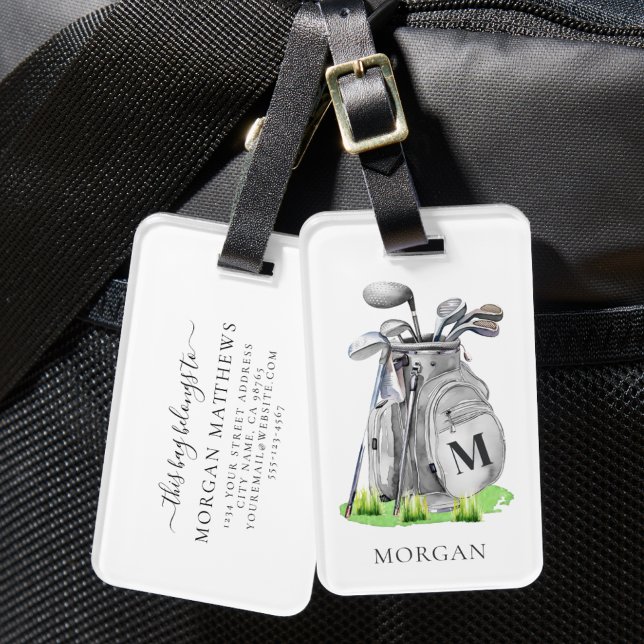 Étiquette À Bagage Sac de golf Monogramme (Monogram Golf Bag Luggage Tag )