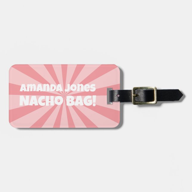 Étiquette À Bagage Sac Nacho Personnalisé Funny Retro Rose (Devant horizontal)