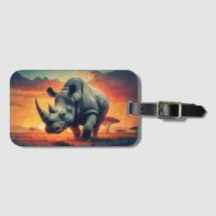 Étiquette À Bagage Safari Sunset Rhino