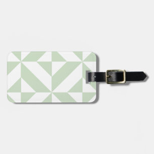 Étiquette À Bagage Sage Green Geometric Deco Cube Pattern