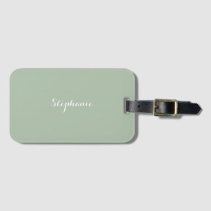 Étiquette À Bagage Sage Green Nom Moderne Élégant Monogramme Boho