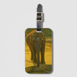 Étiquette À Bagage Sagesse des éléphants d'or - faune majestueuse