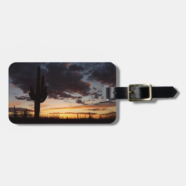 Étiquette À Bagage Saguaro Sunset III Arizona Desert Paysage (Devant horizontal)