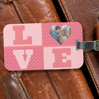 Étiquette À Bagage Saint-Valentin Romantique rose Love Heart Photo
